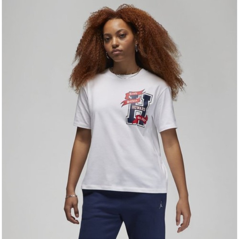 Nike Women's Air Jordan x Howard University Shirt Activewear Performance, White - Picture 2 of 2